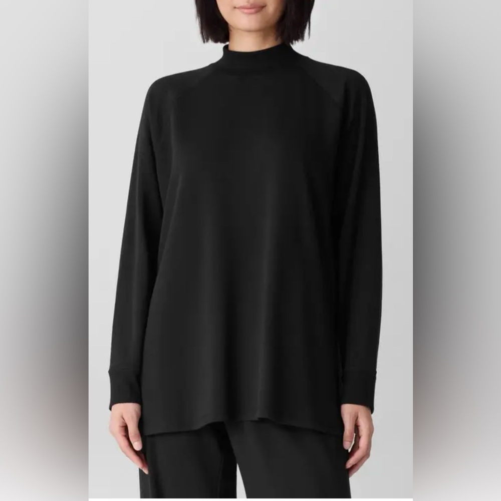 Eileen Fisher Black Funnel Neck Blouse Size 1X